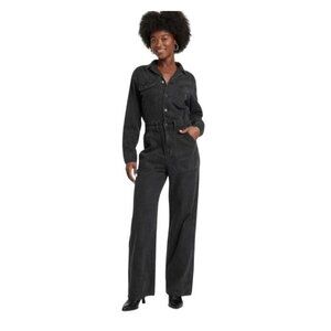 NEW Universal Thread Women's Utility Jumpsuit 10 Black Denim Long Sleeve 1674